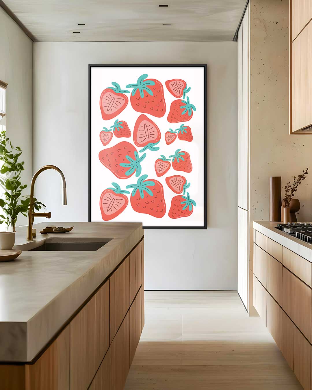 Vrolijke Aardbeien – staand kunstwerk voor modern interieur