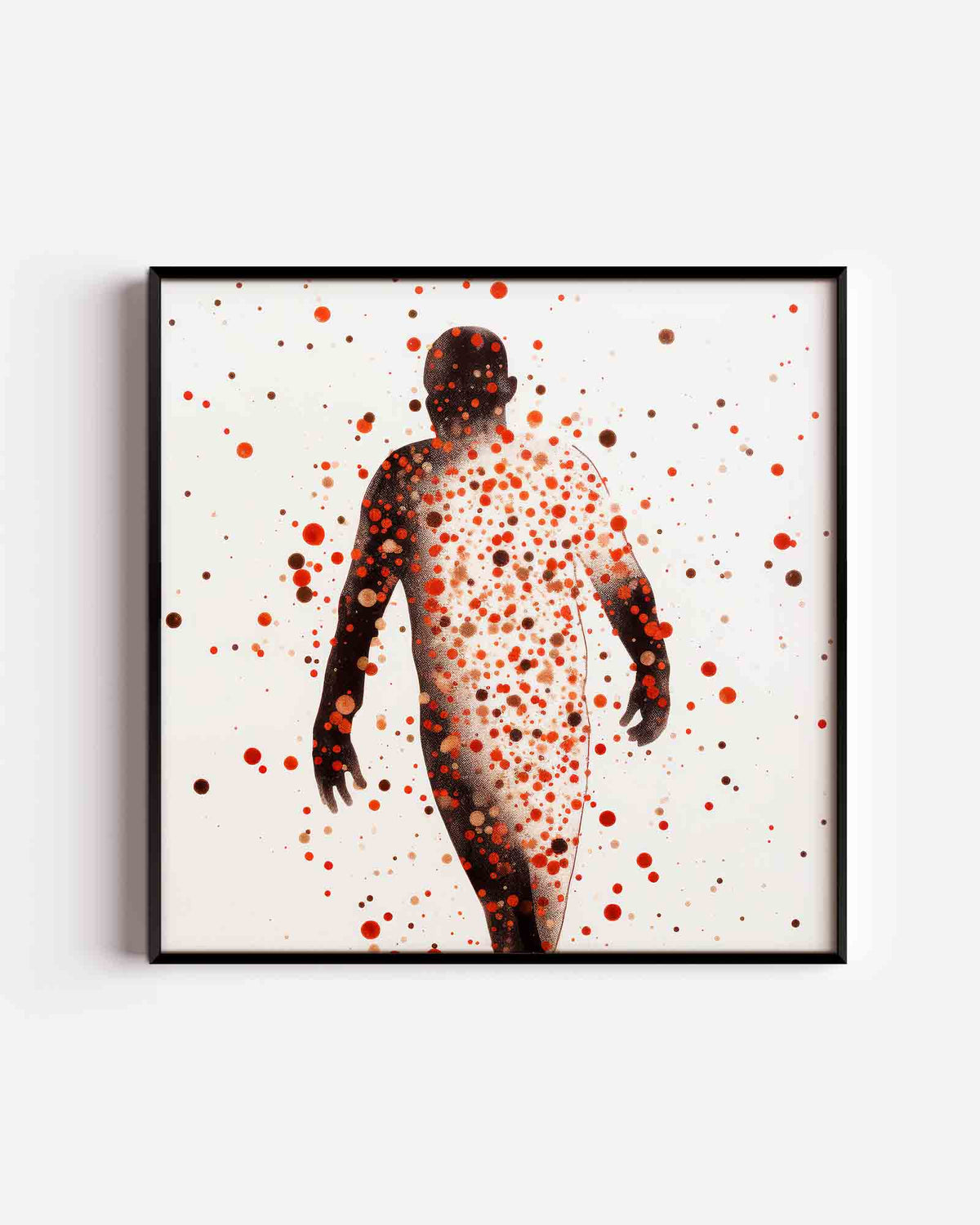 Silhouet met stippen – kleurrijke illustratie poster als wanddecoratie
