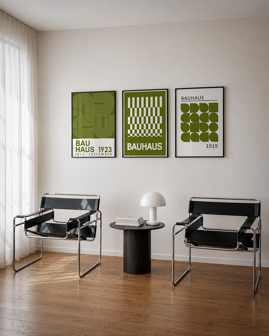 Lijnen en vormen driedelige posterset – deze posterset in drie delen toont een ritmisch spel van gebogen en rechte lijnen in