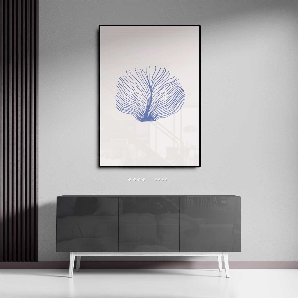 Abstracte Zeewaaiers Blauw – canvas wanddecoratie in portret formaat