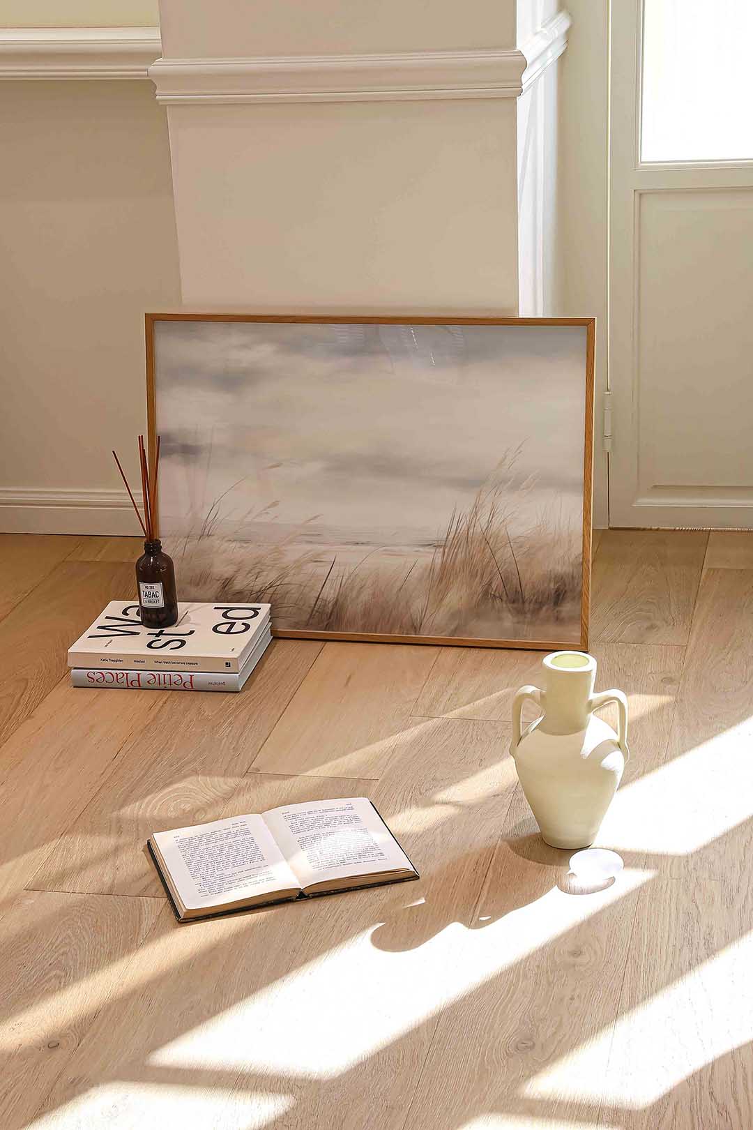 Grassen en wolken – liggende abstracte wanddecoratie van WallArtistic