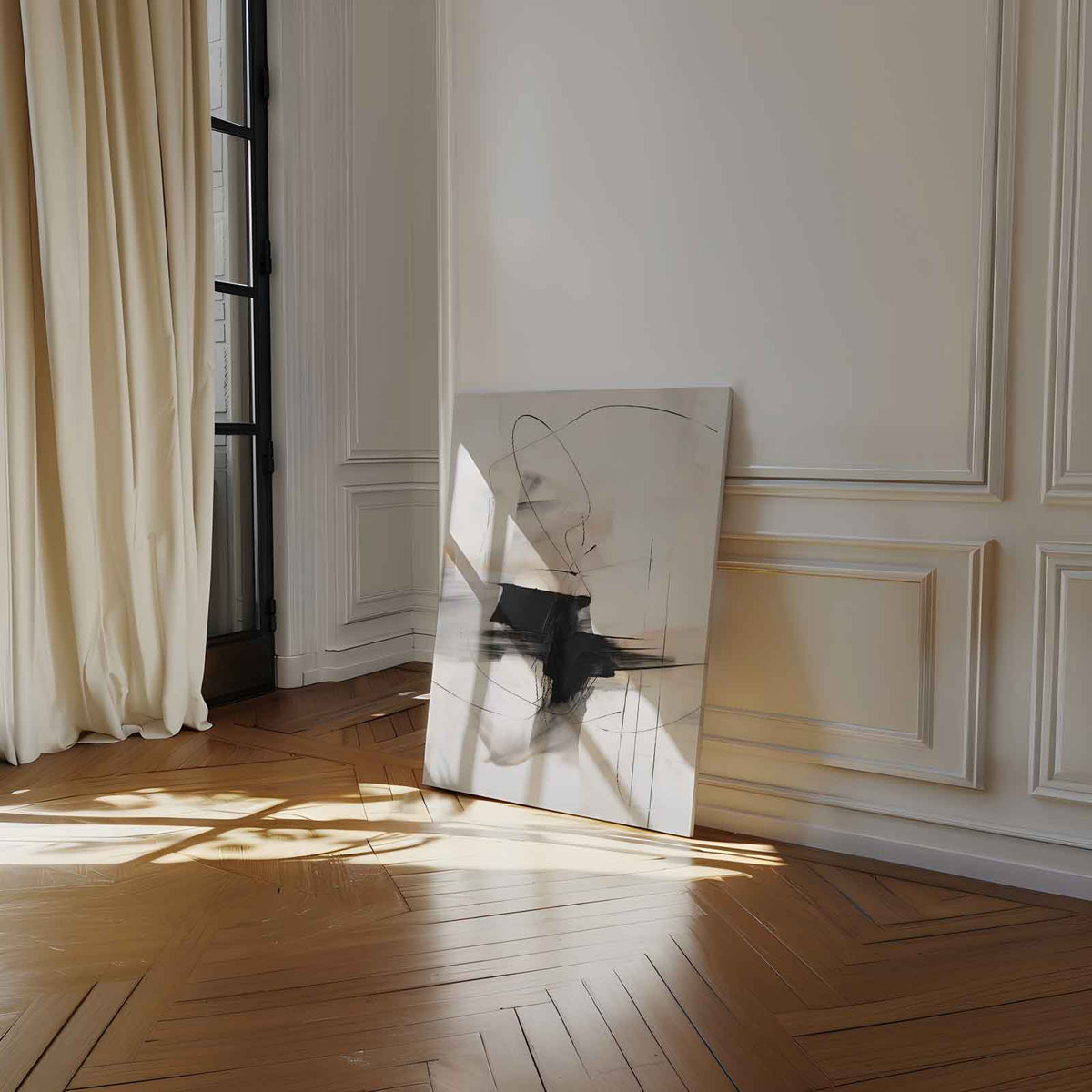 Abstracte Lijnendans – canvas wanddecoratie in portret formaat