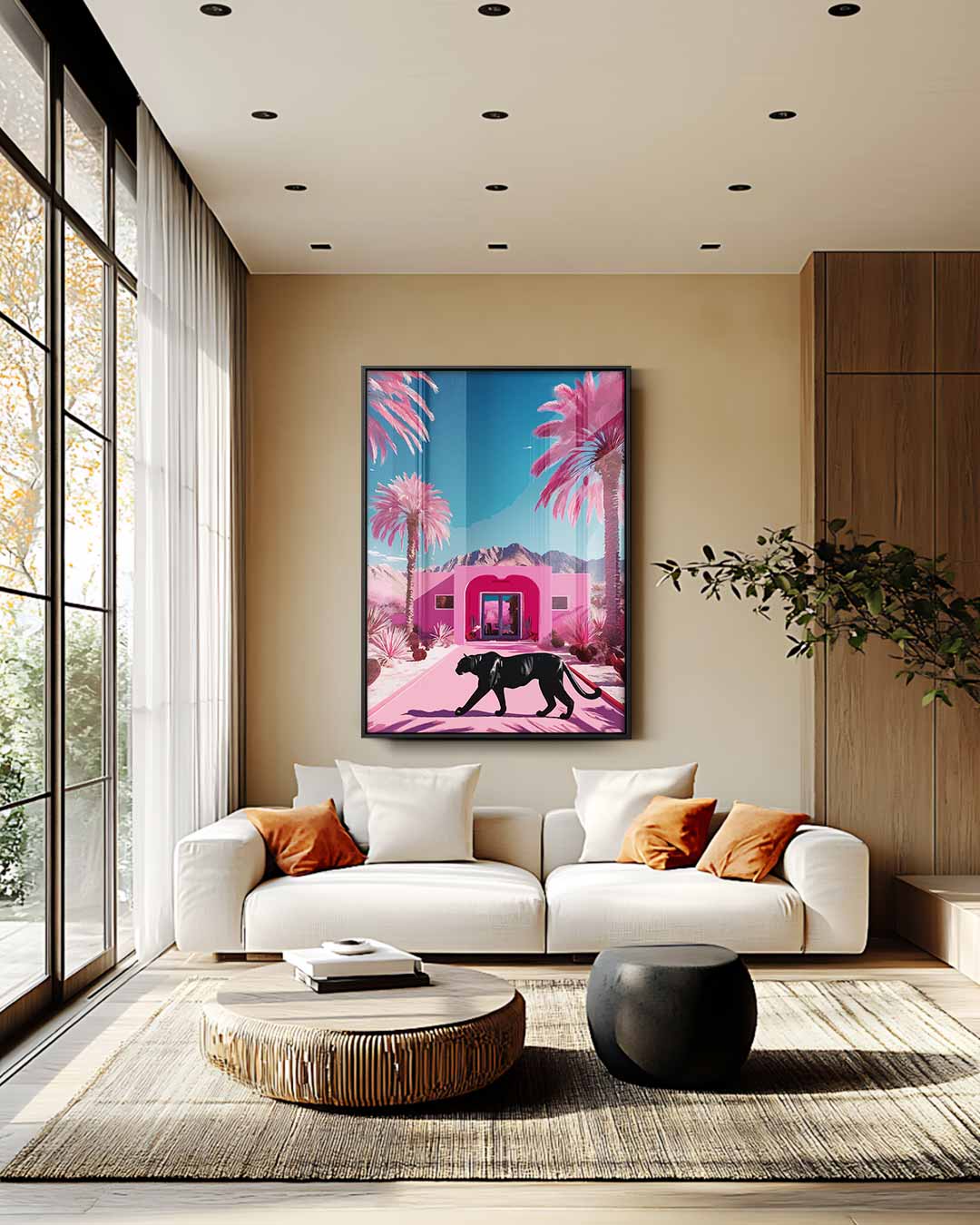 Tropische Droom met Panther – staand kunstwerk voor modern interieur