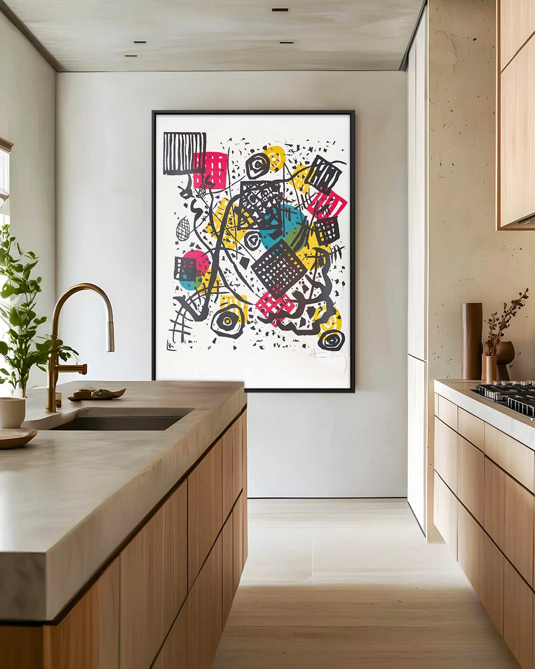 Kleurrijke Abstracte Explosie – staande wandkunst voor woonkamer of interieur