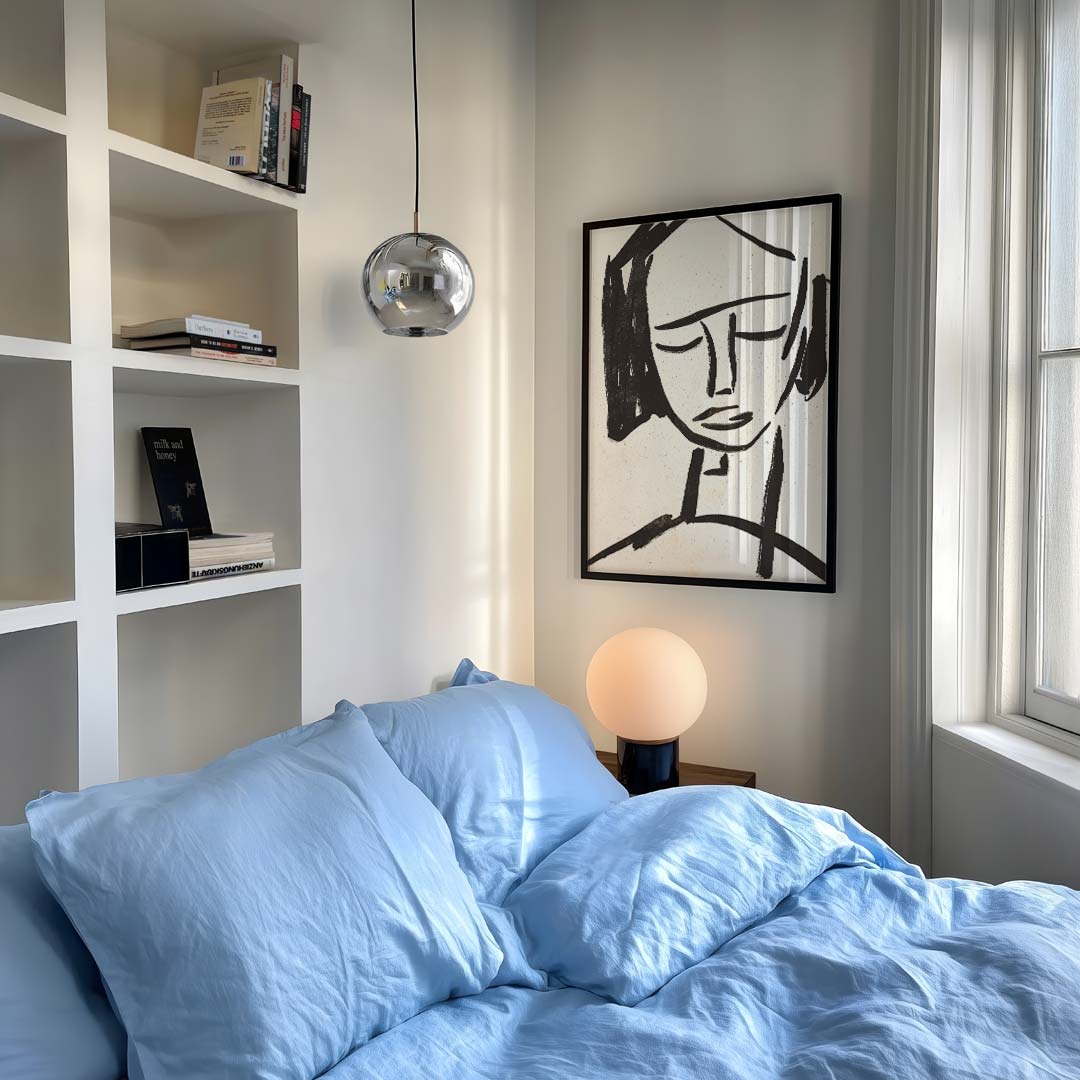 Abstracte Vrouwelijke Lijntekening – vrouwelijk portret als moderne wandkunst