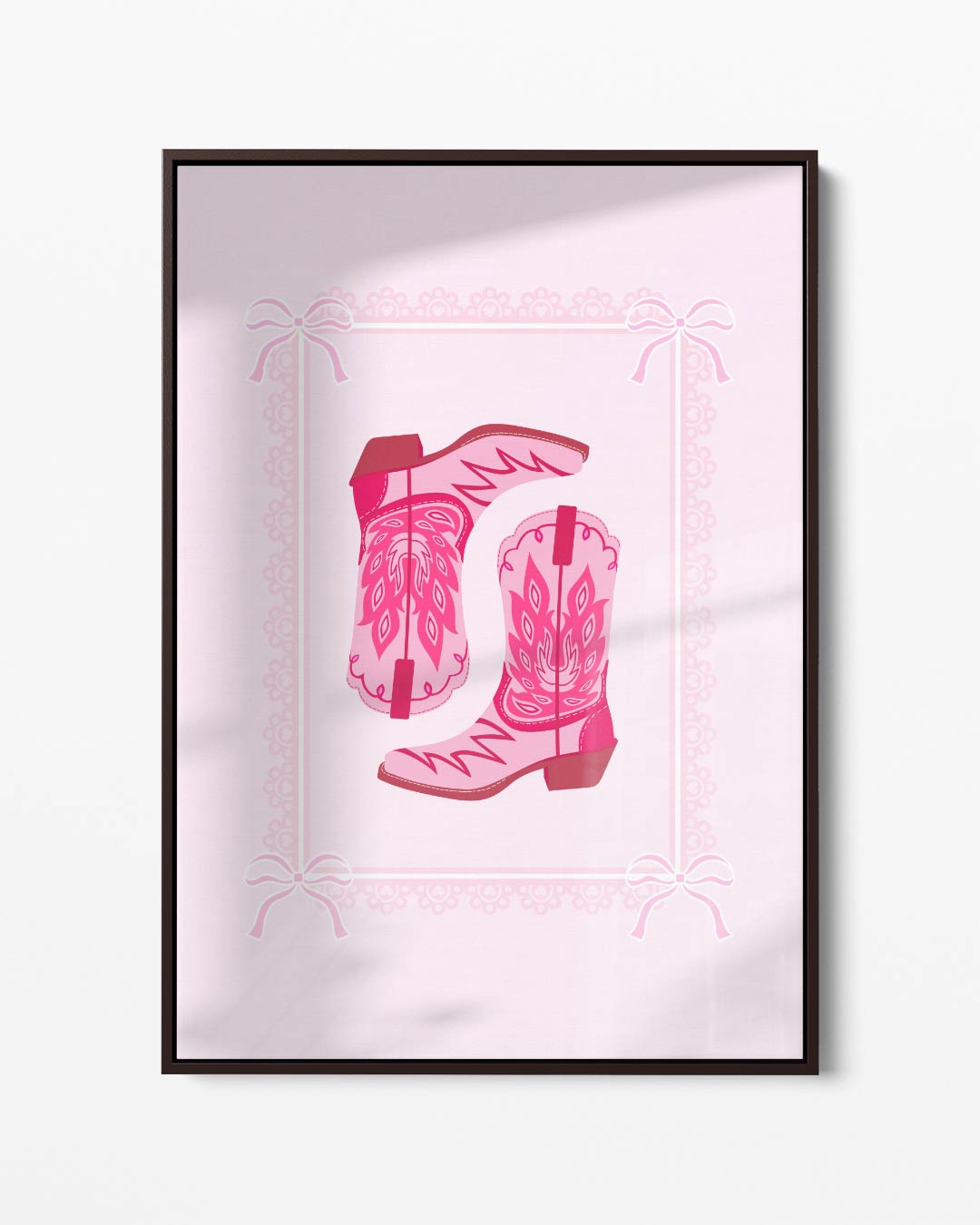 Roze Cowboylaarzen Illustratie – portret kunstwerk als wanddecoratie