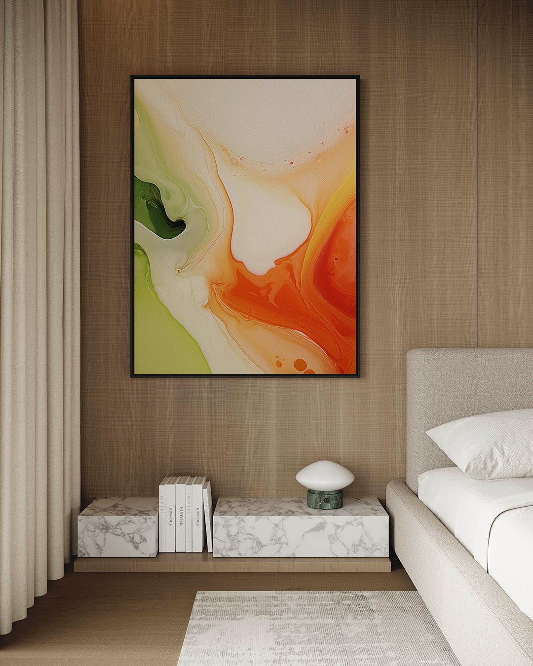 Vloeiende kleurencompositie – Groen – kunstwerk op canvas, dibond of plexiglas