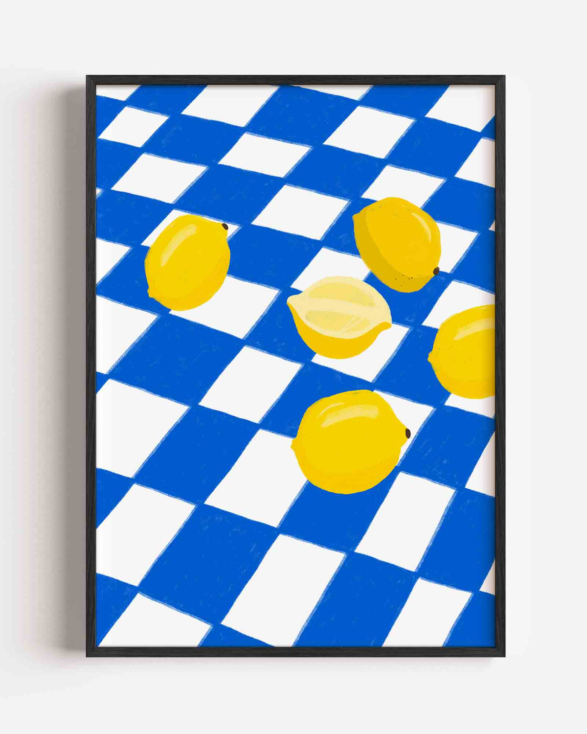 Citroenen op blauw wit – Slow Living portret poster als wanddecoratie