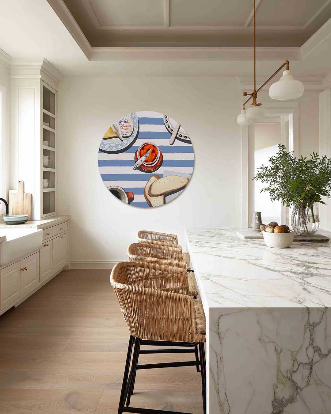 Ontbijt tafel – abstracte muurcirkel als ronde wanddecoratie