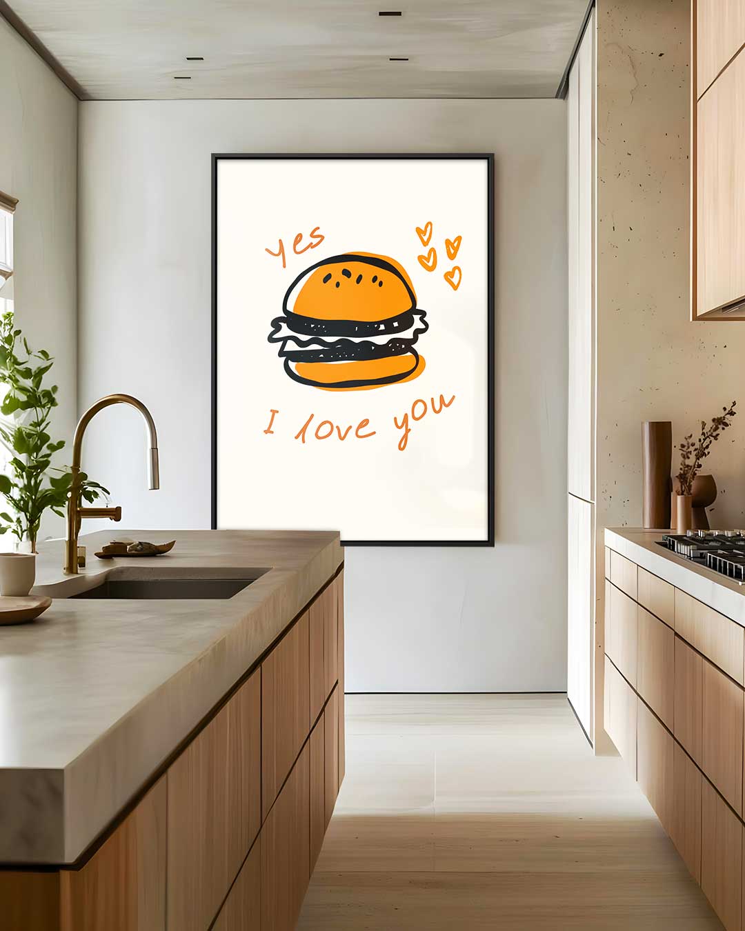 Burger Liefde Poster – staand kunstwerk voor modern interieur