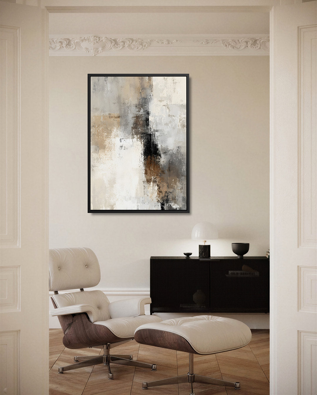 Gelaagde textuur compositie – staand wanddecoratie kunstwerk