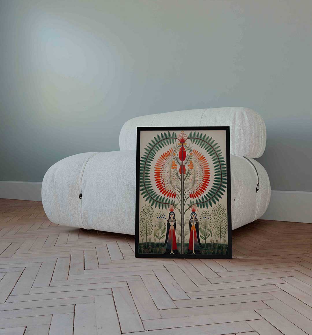 Symmetrische natuurfiguren – surrealistische wandkunst als portret poster