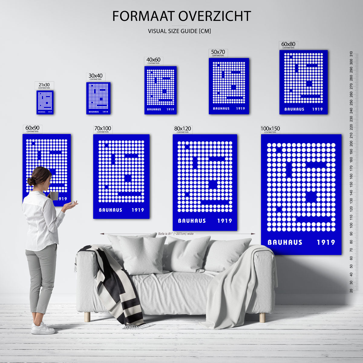 Cirkelpatroon blauw – geometrische poster in Bauhaus-stijl van WallArtistic