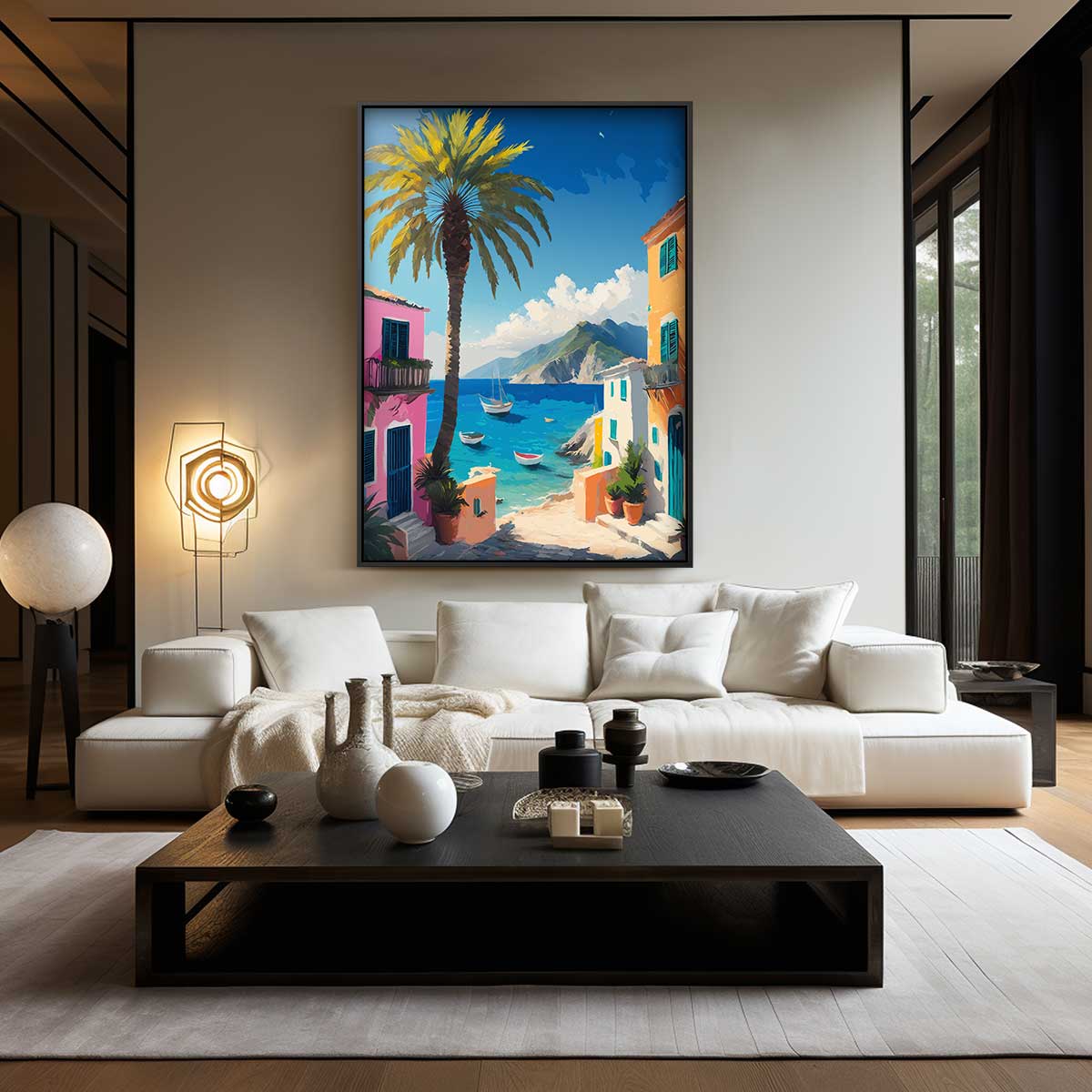 Mediterrane Droomvlucht – staand kunstwerk voor modern interieur