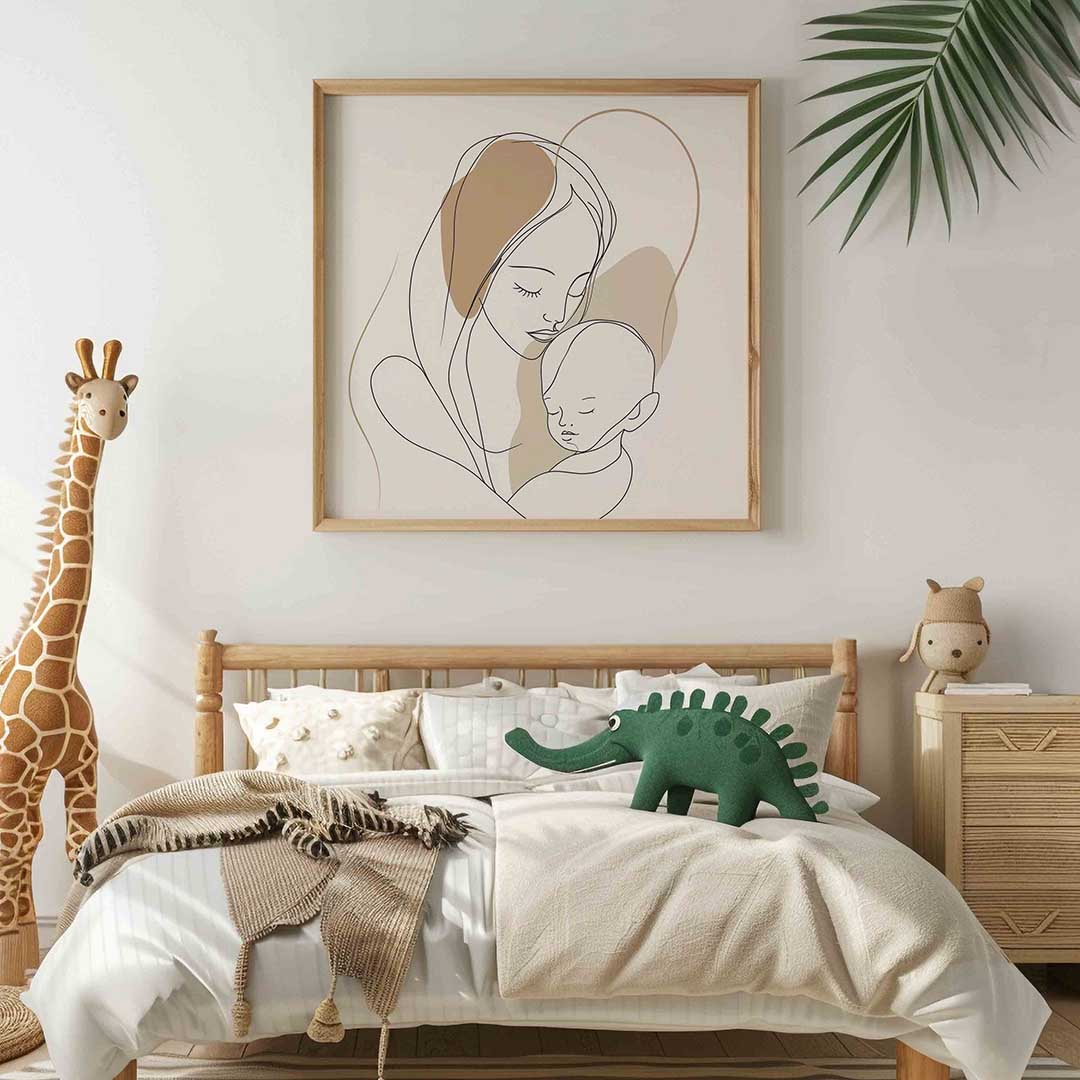 Moeder en kind – vierkante kinderkamer wanddecoratie van WallArtistic