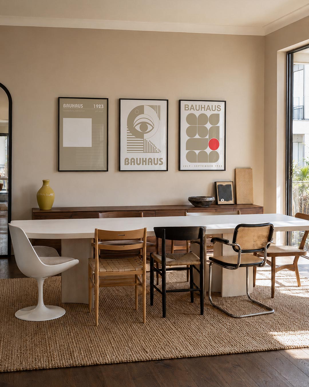 Lijnen en vlakte posterset – tweede productweergave – deze posterset in drie delen speelt met een groot wit vlak links en