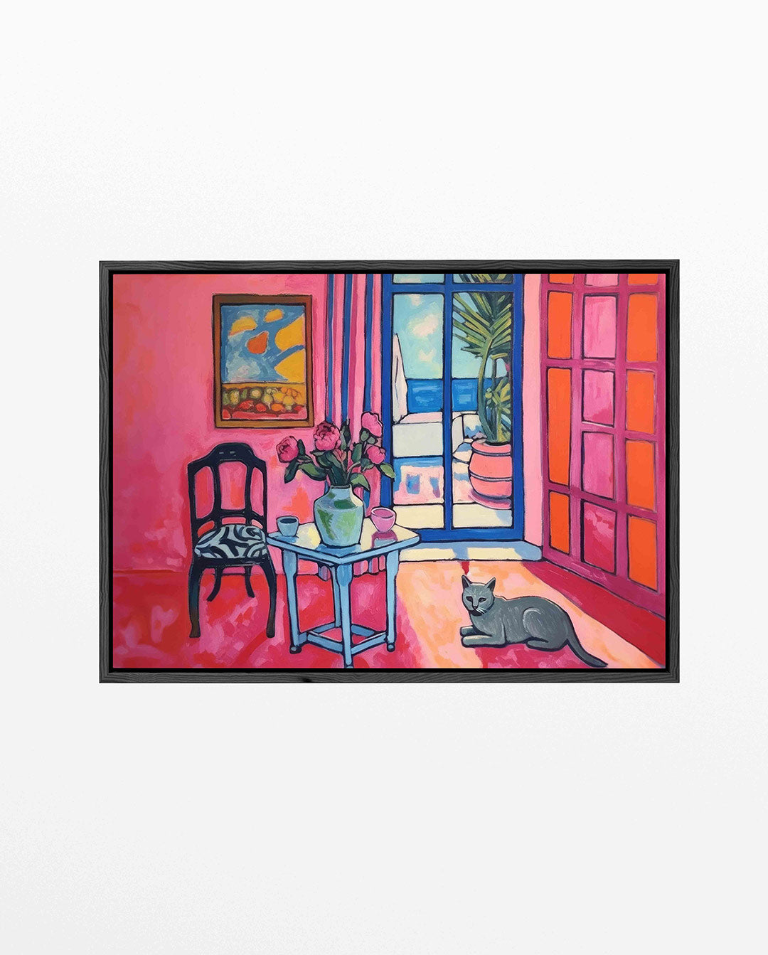 Interieur met kat – liggend modern kunstwerk