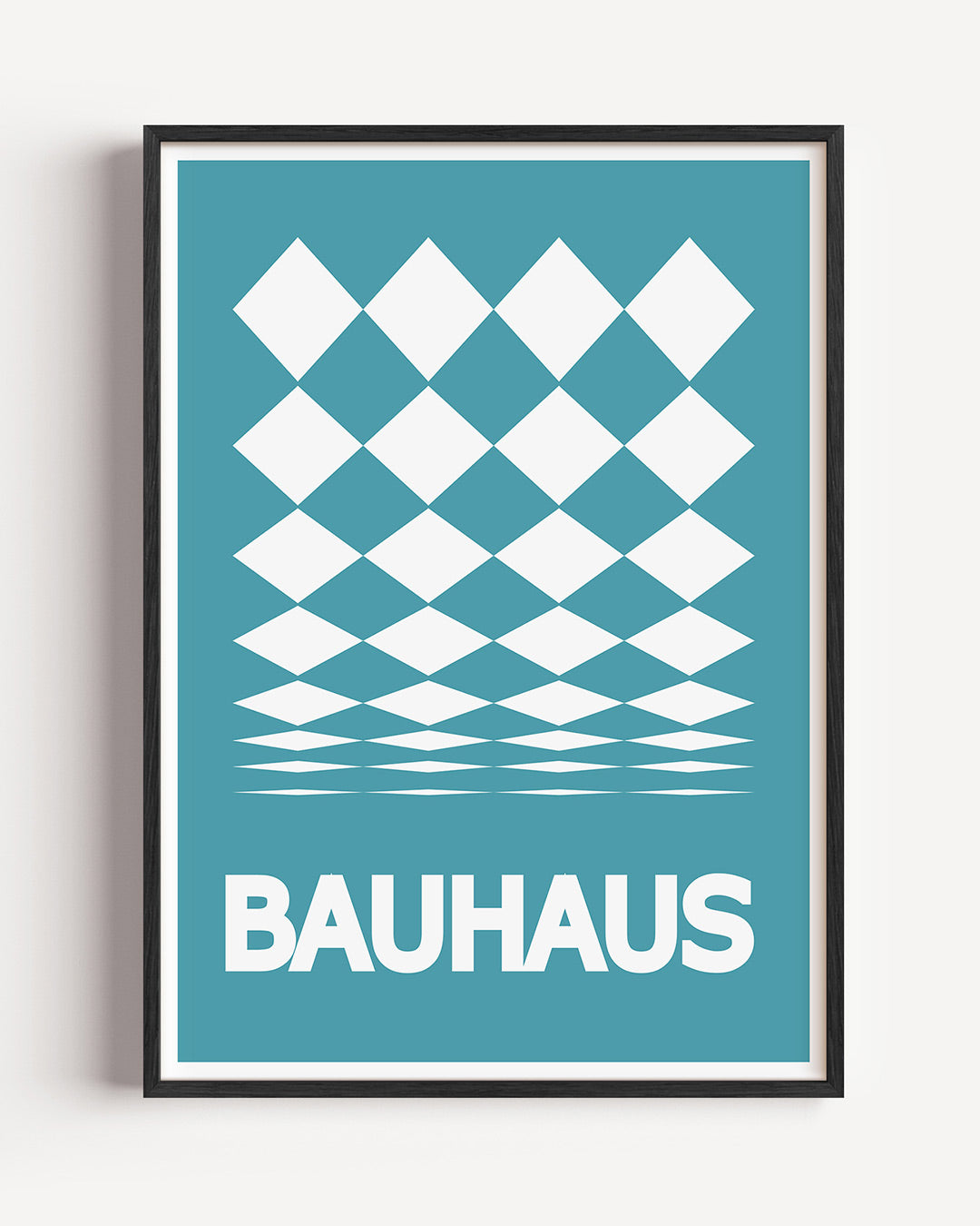 Ruitpatroon en diepte – staande Bauhaus poster als wanddecoratie