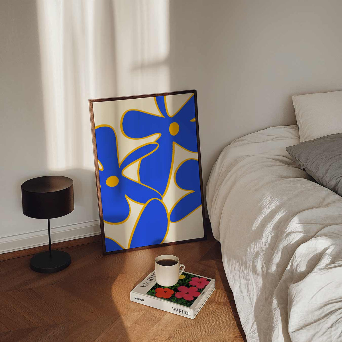 Blauwe Bloemenpracht – staande bloemen wanddecoratie van WallArtistic