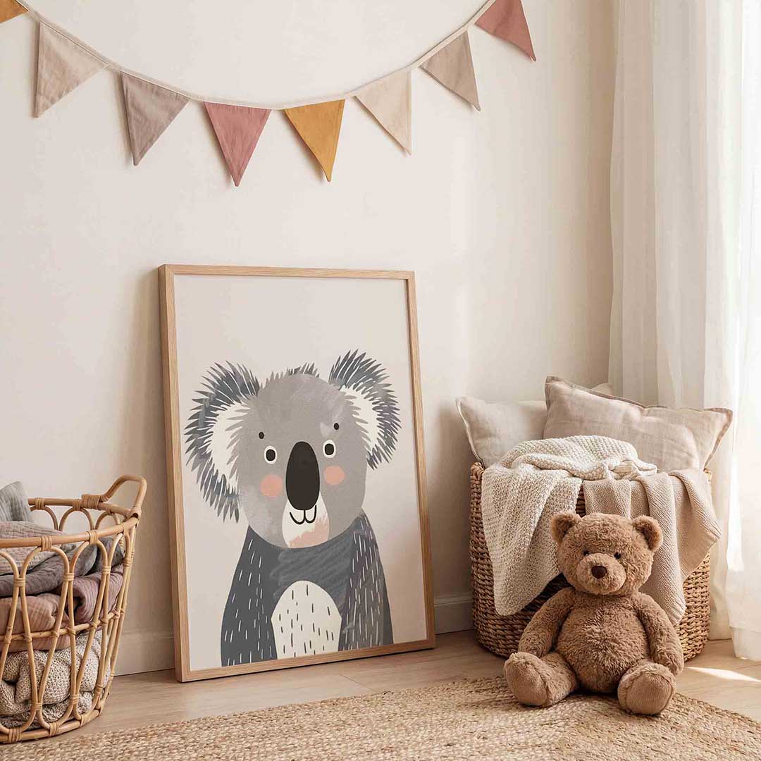 Koala illustratie – speelse wandkunst als portret kinderposter