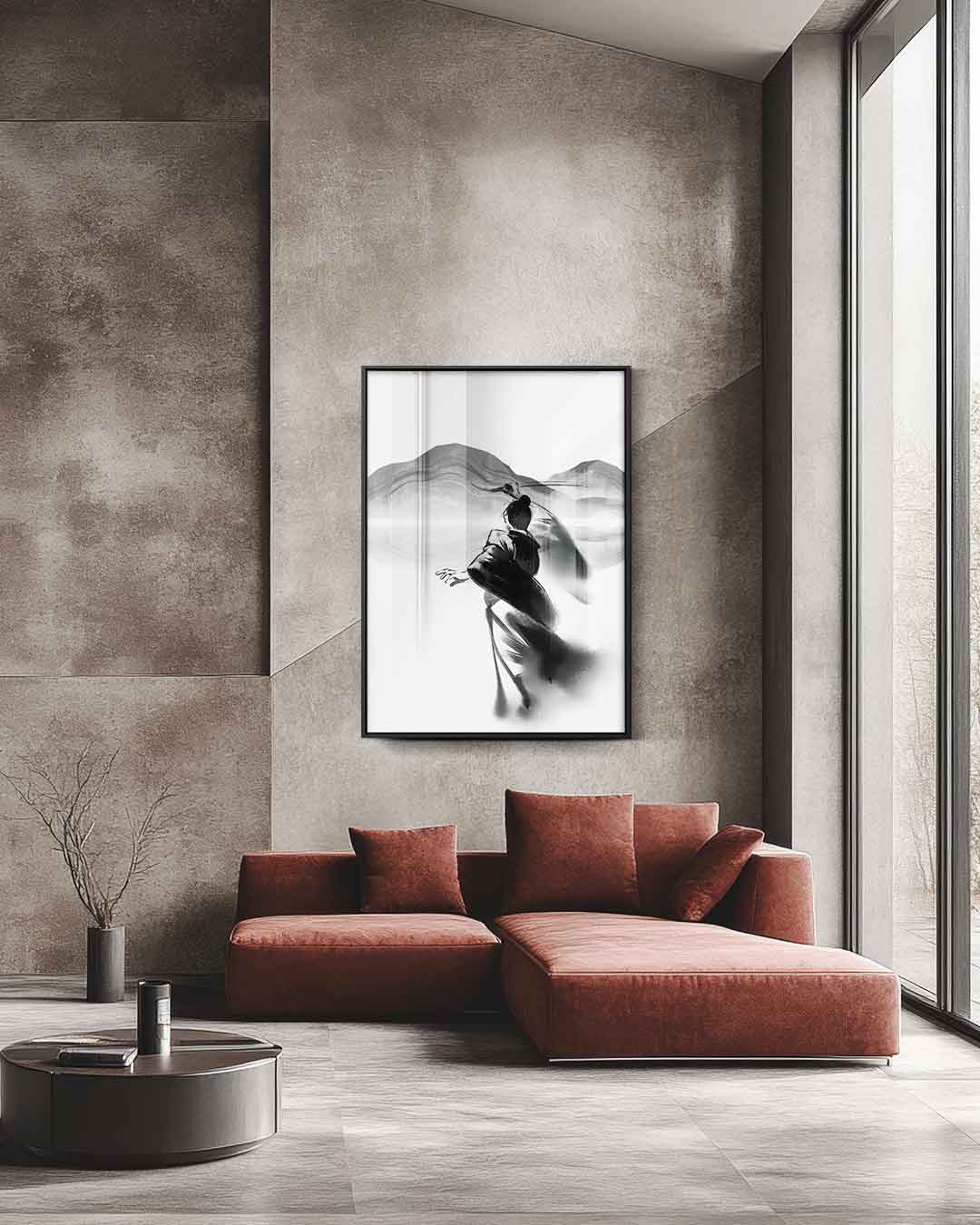 Krachtige Strijd in Stilte – staande wandkunst voor woonkamer of interieur