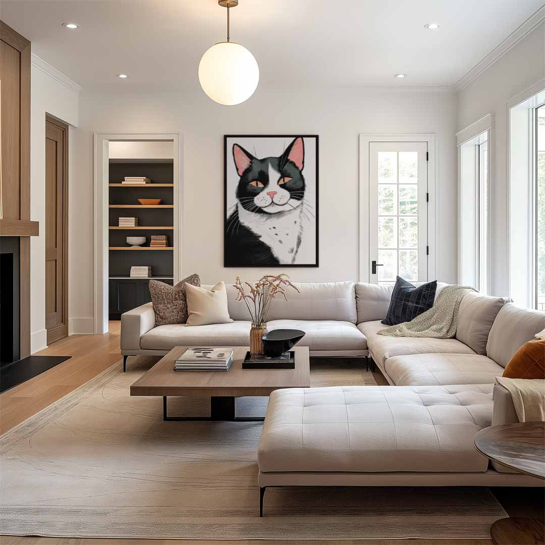 Schattige Kat Illustratie – dibond wanddecoratie in staand formaat