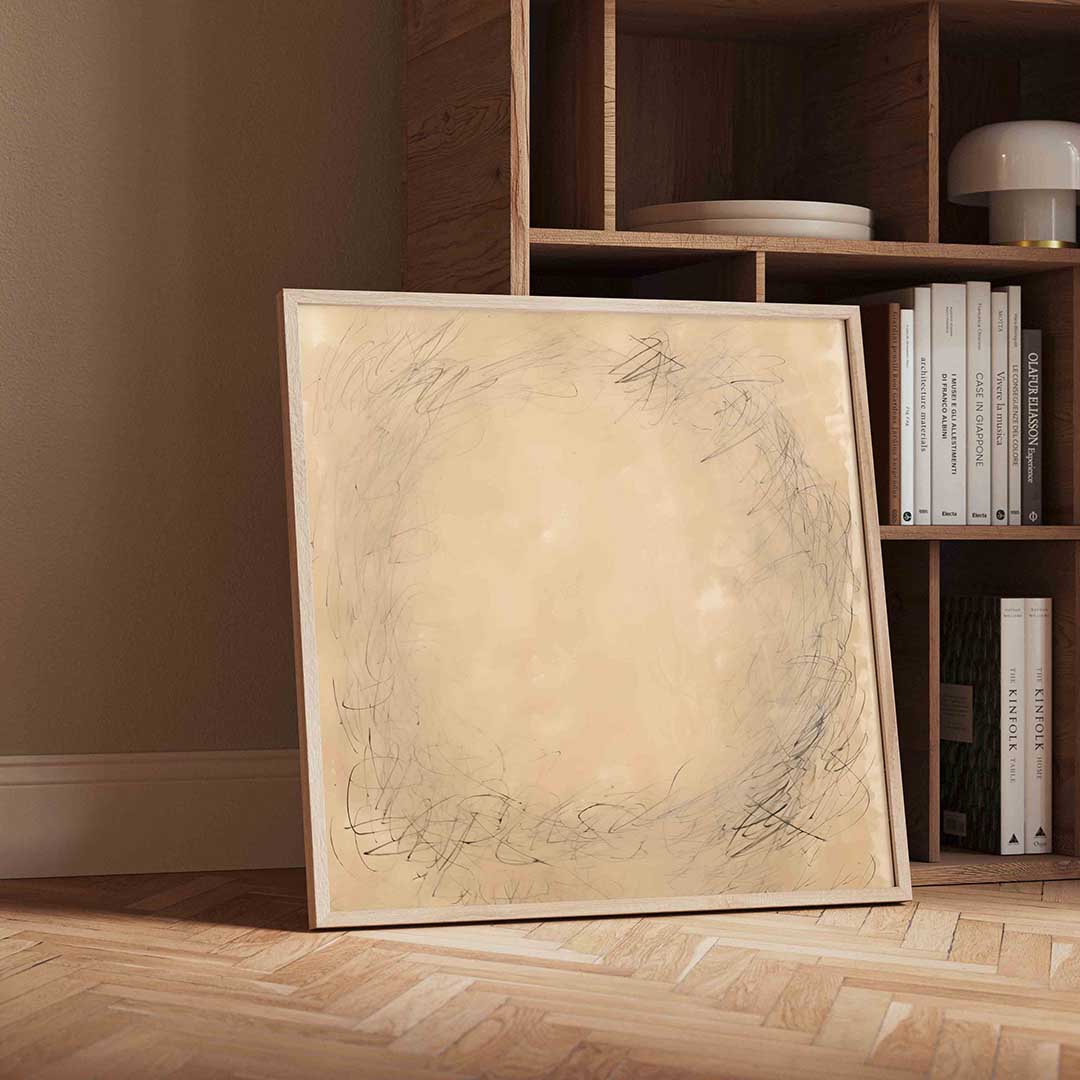 Abstracte cirkelvormige lijnen – moderne wandkunst met kleur en vormen als poster