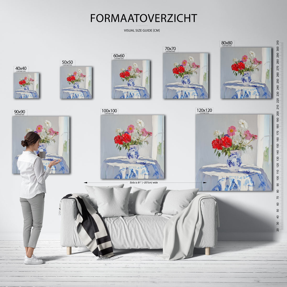 Bloemen in vaas – vierkante muurposter voor een modern interieur