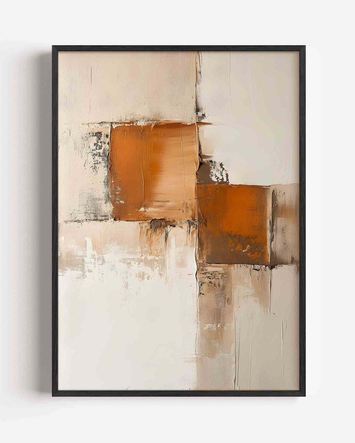 Abstracte beige en oranje – abstracte textuur portret poster als wanddecoratie