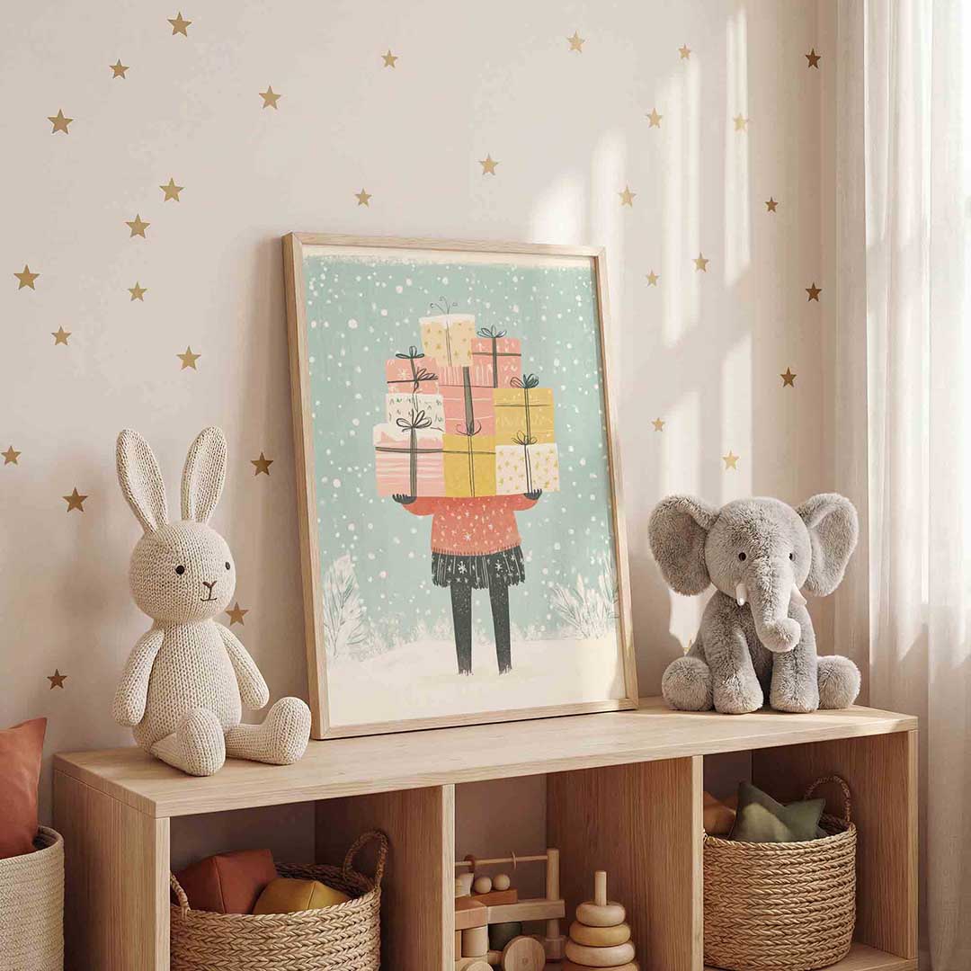Stapeling van cadeaus – staande kinderkamer wanddecoratie van WallArtistic