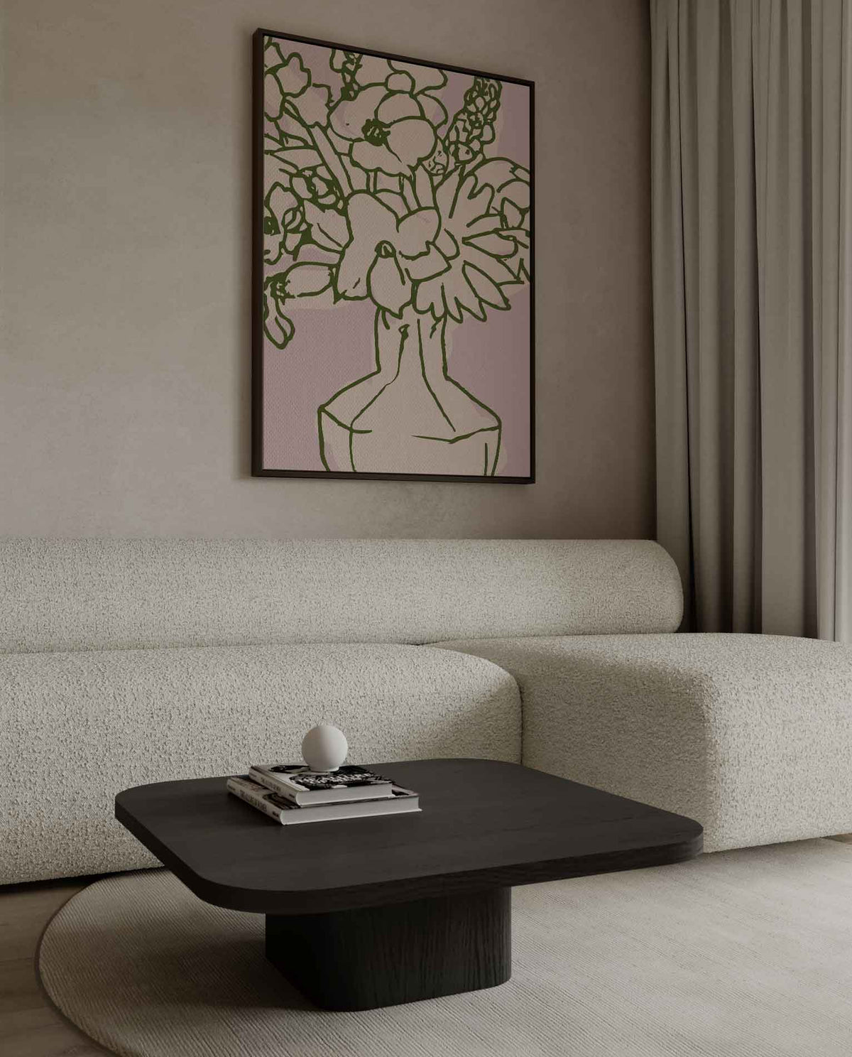 Bloemenpracht in Lijnkunst – dibond wanddecoratie in staand formaat