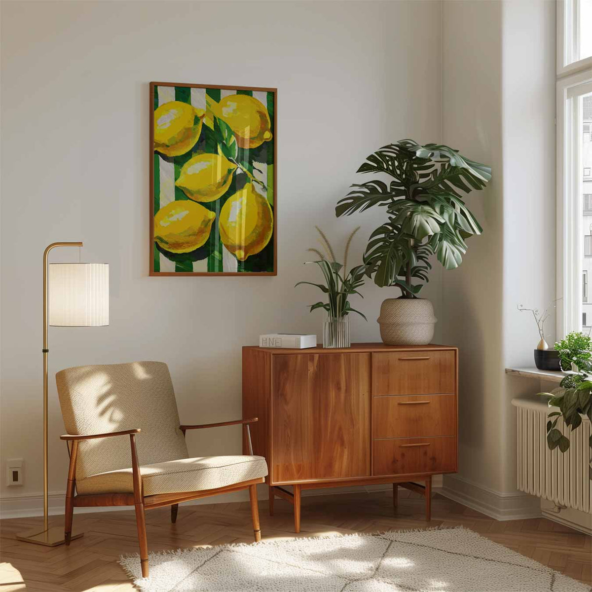 Frisse Citroen Sfeer – staande muurposter met zomerse uitstraling