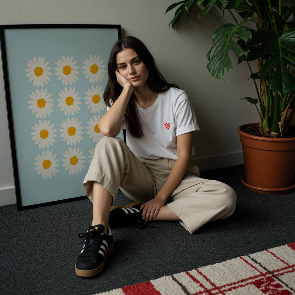 Vrolijke Madeliefjes – staande muurposter met bloemen