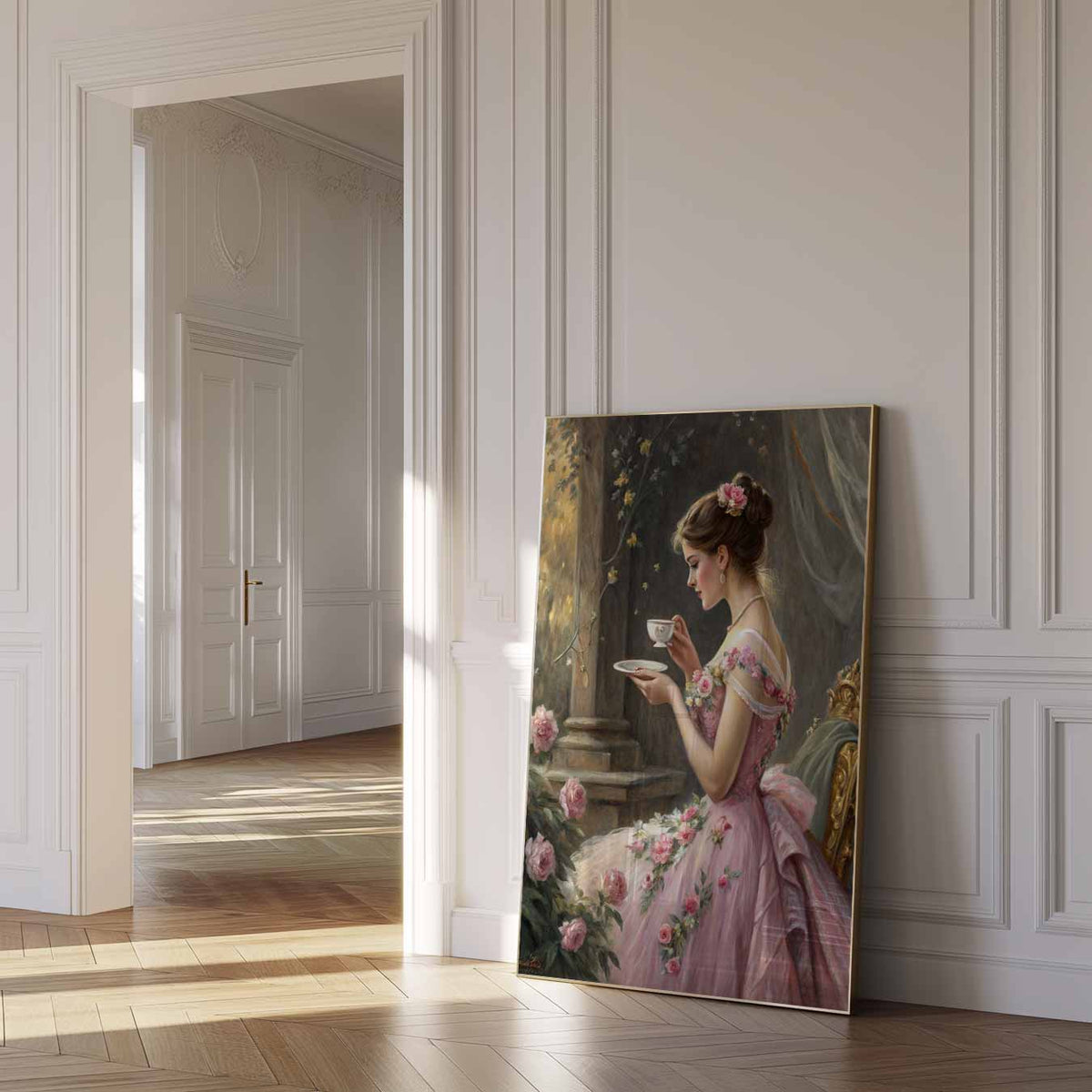 Romantische Theemoment – paas poster als vrolijke staande wanddecoratie