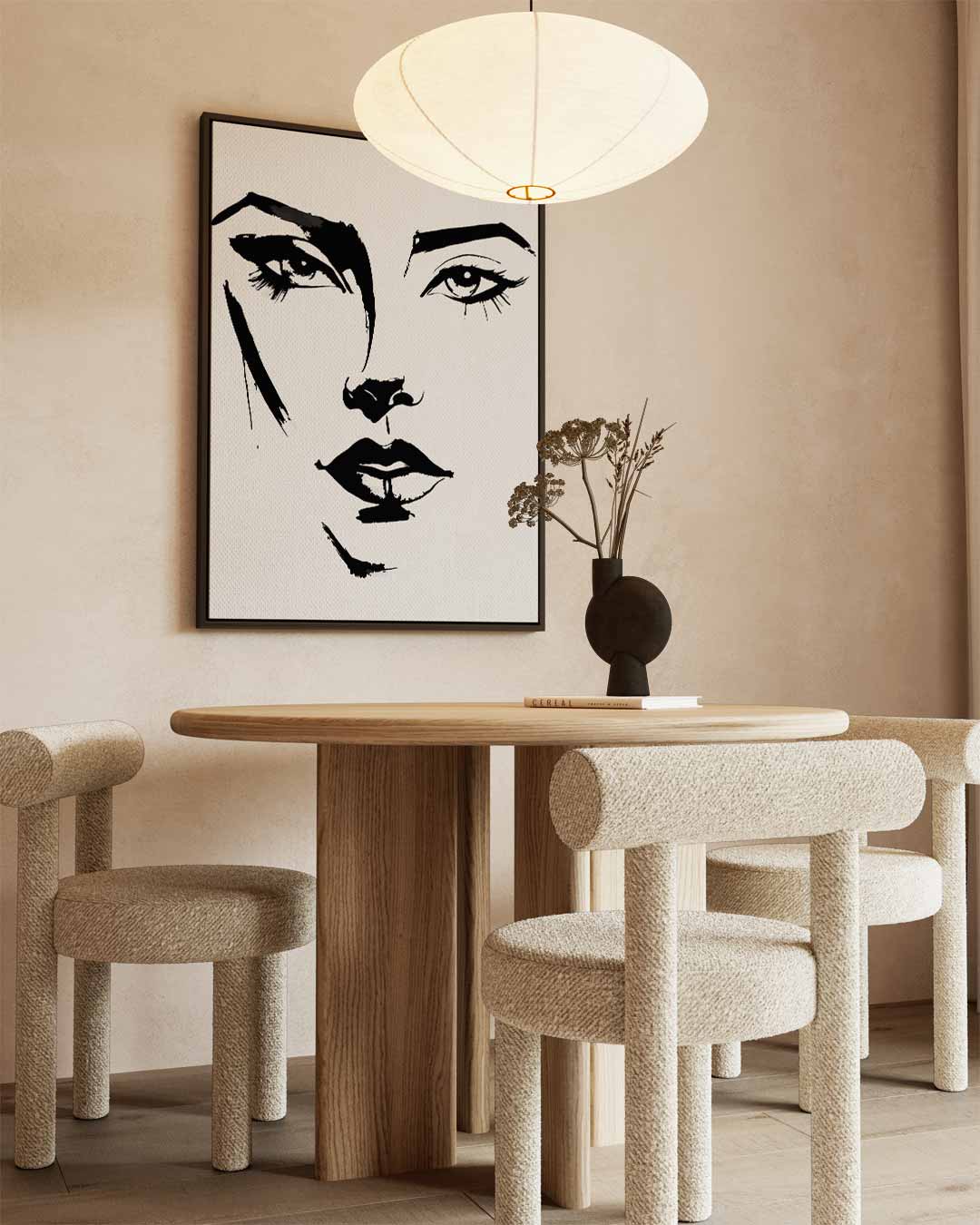 Expressieve Inktportret – dibond wanddecoratie in staand formaat
