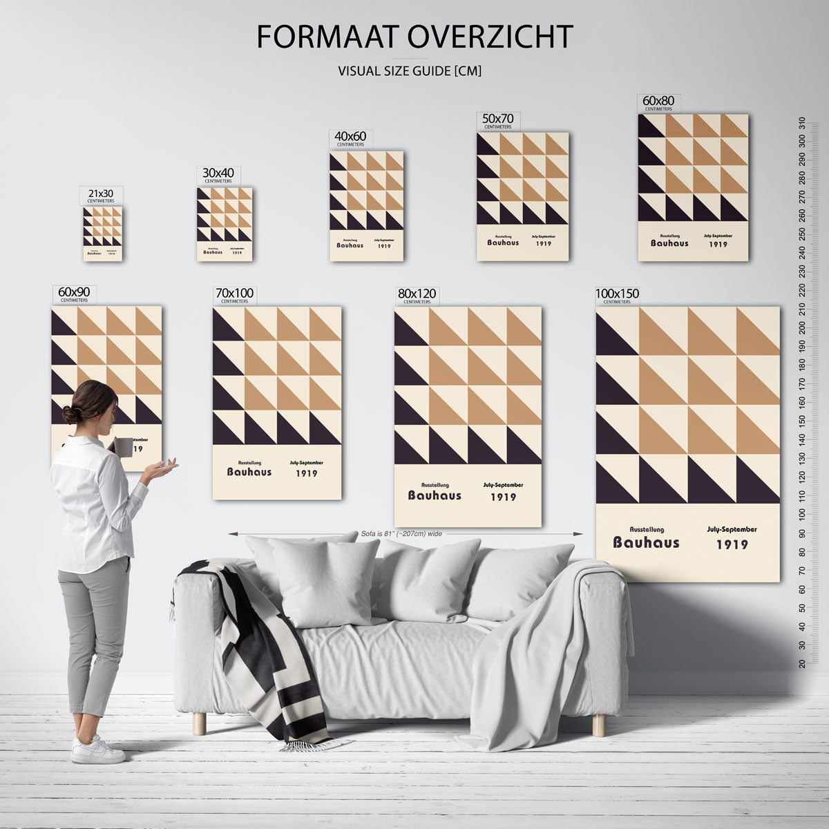 Driehoekige vlakverdeling – geometrische poster in Bauhaus-stijl van WallArtistic