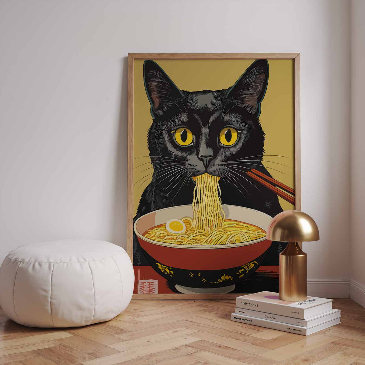 Kat met Ramen – dieren poster in staand formaat