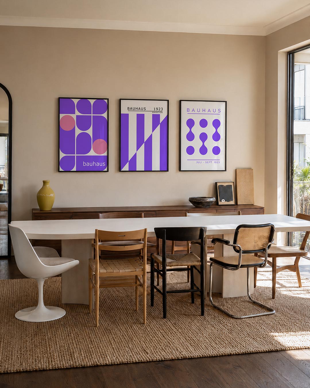 Vormen en vlakken driedelige posterset – deze posterset in drie delen toont een speelse combinatie