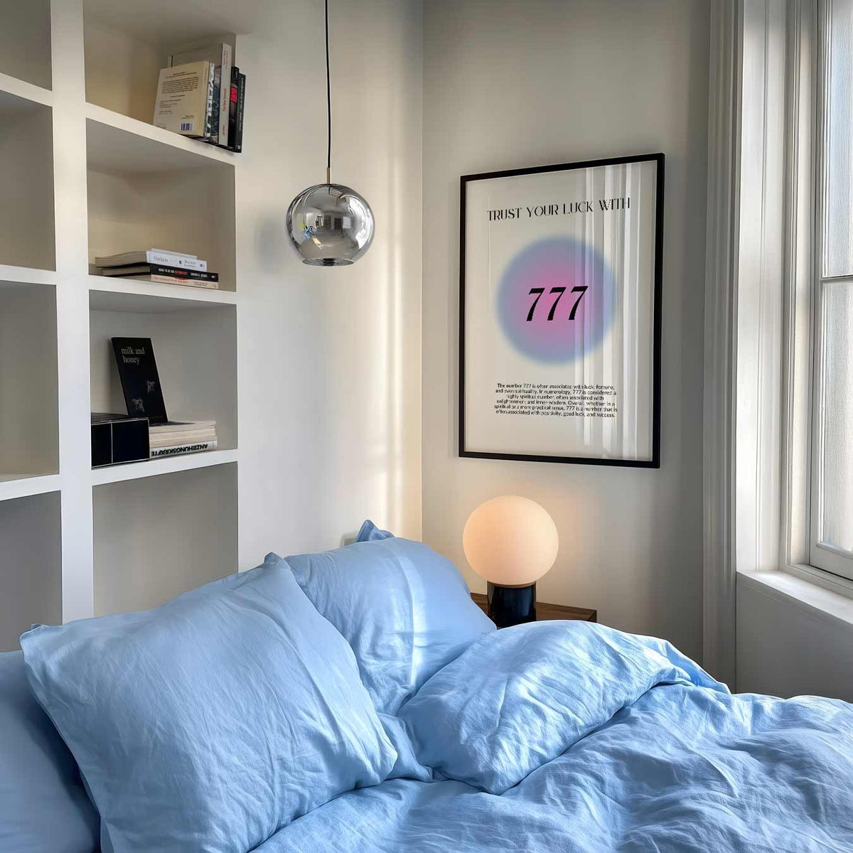 Geluksnummer 777 – mindful poster als rustige wanddecoratie