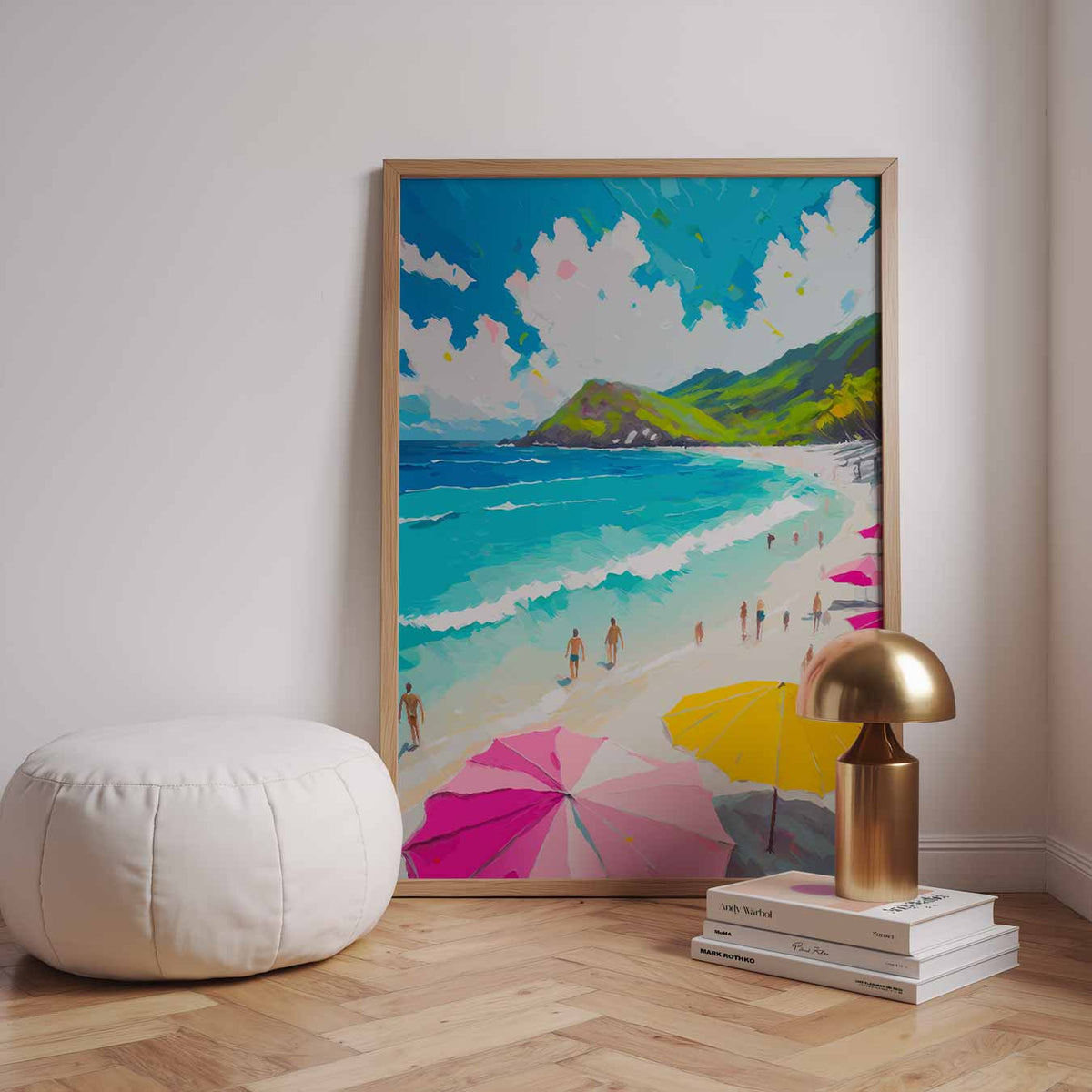 Stranddag Droomposter – zomerse wandkunst als portret poster