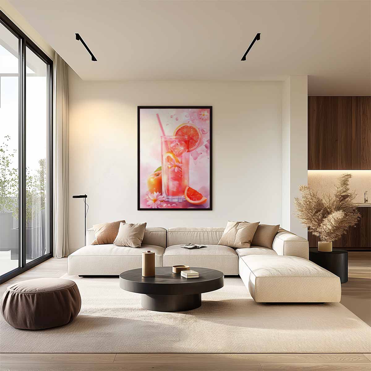 Zomerse Grapefruit Verfrissing – staand kunstwerk voor modern interieur