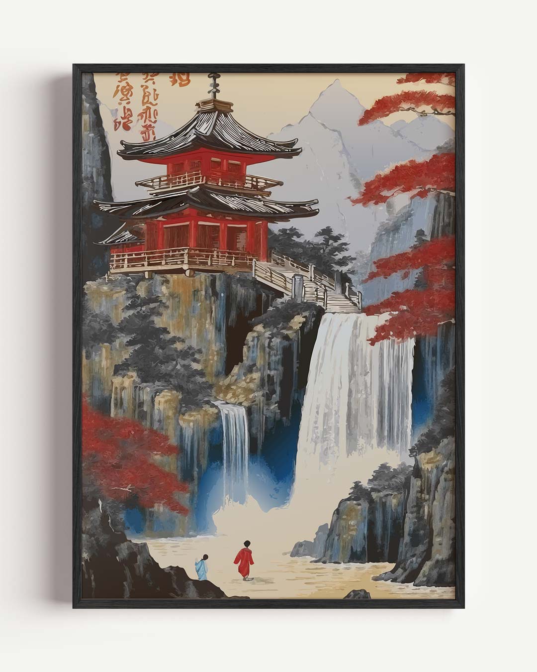 Sereen Japans Tempellandschap – zomer portret poster als wanddecoratie
