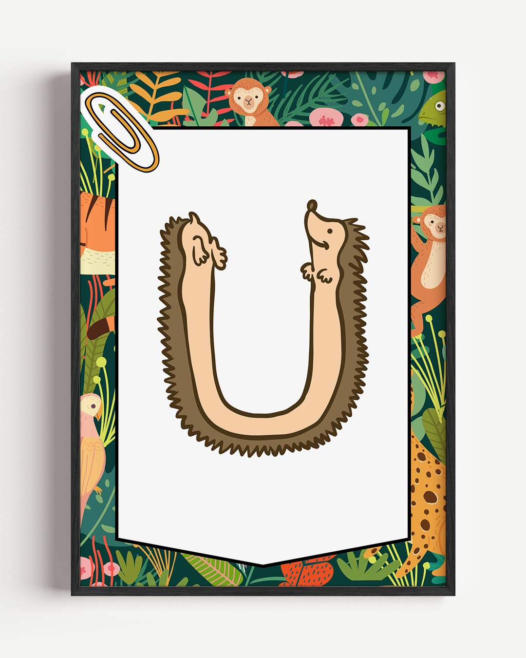 Schattige Dierenalfabet Poster - U – kids portret poster als wanddecoratie