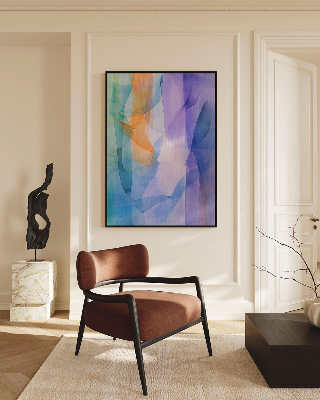 Vloeiende kleuren harmonie – staand wanddecoratie kunstwerk