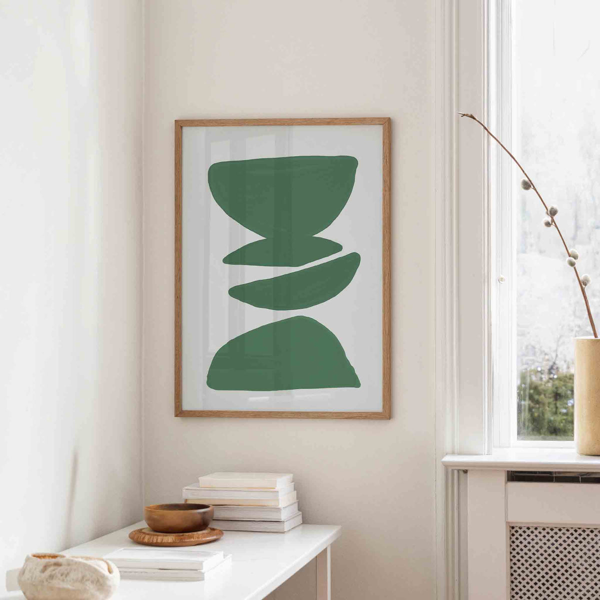 Groene vormen – staande hedendaagse wanddecoratie van WallArtistic