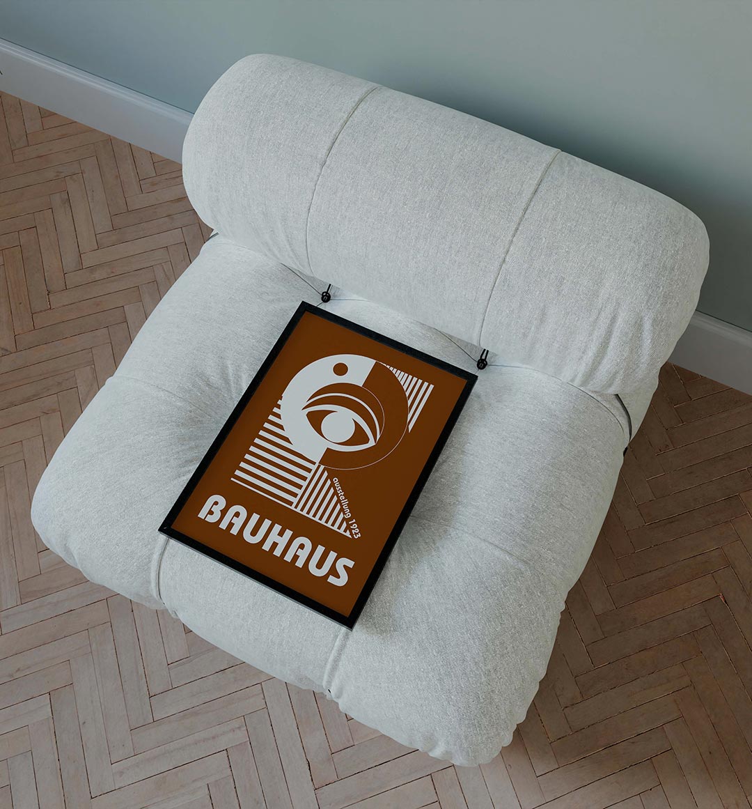 Oog en lijnen – staande Bauhaus poster voor aan de muur
