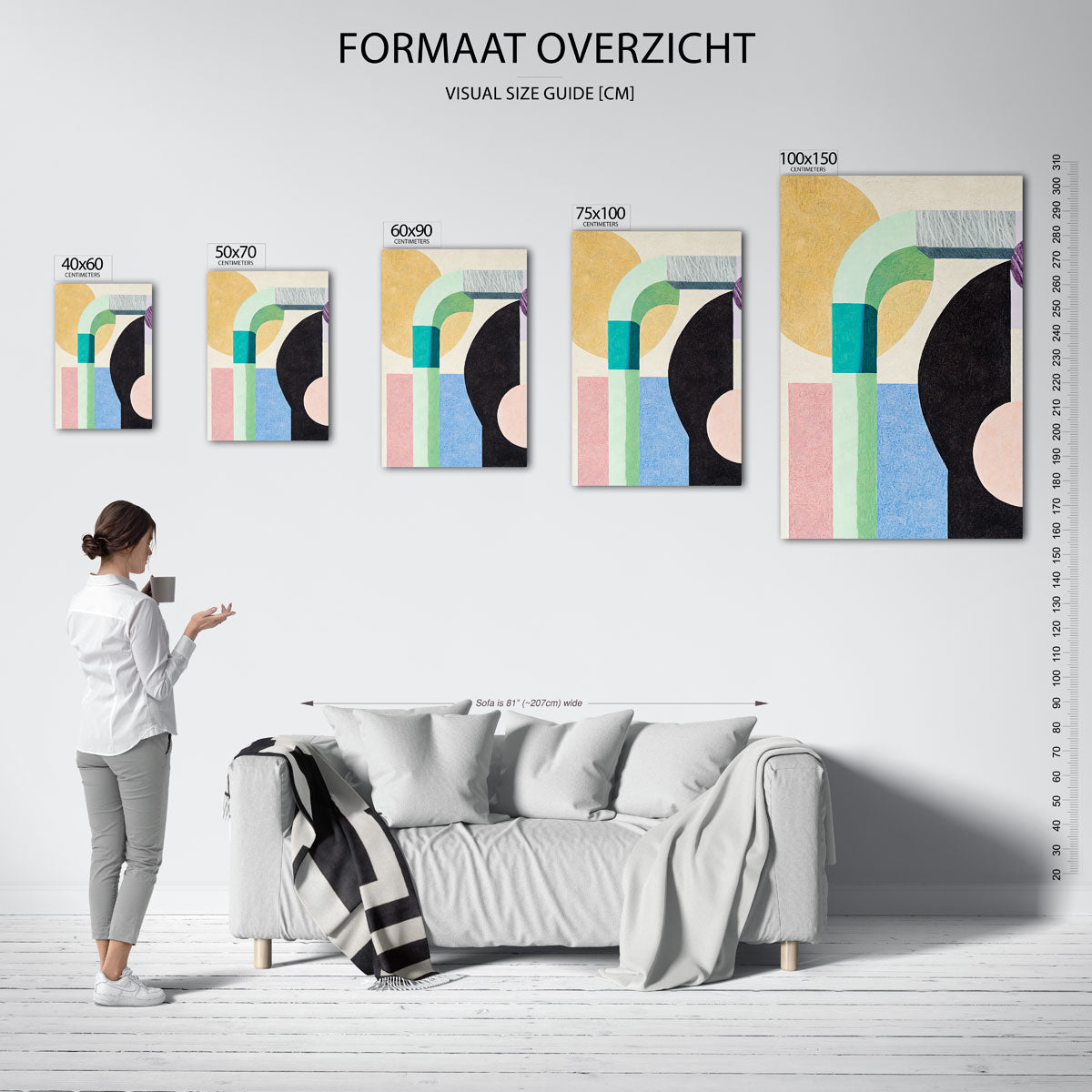 Geometrische vormen compositie – staand wanddecoratie kunstwerk