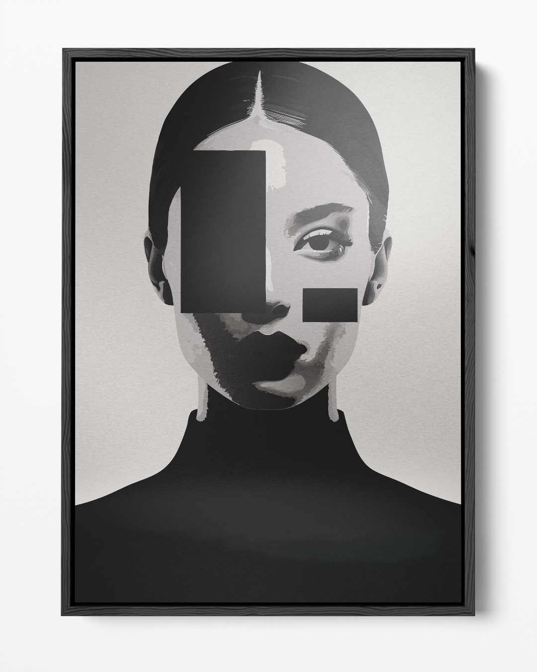 Geometrisch Portret in Zwart-Wit – portret kunstwerk als wanddecoratie