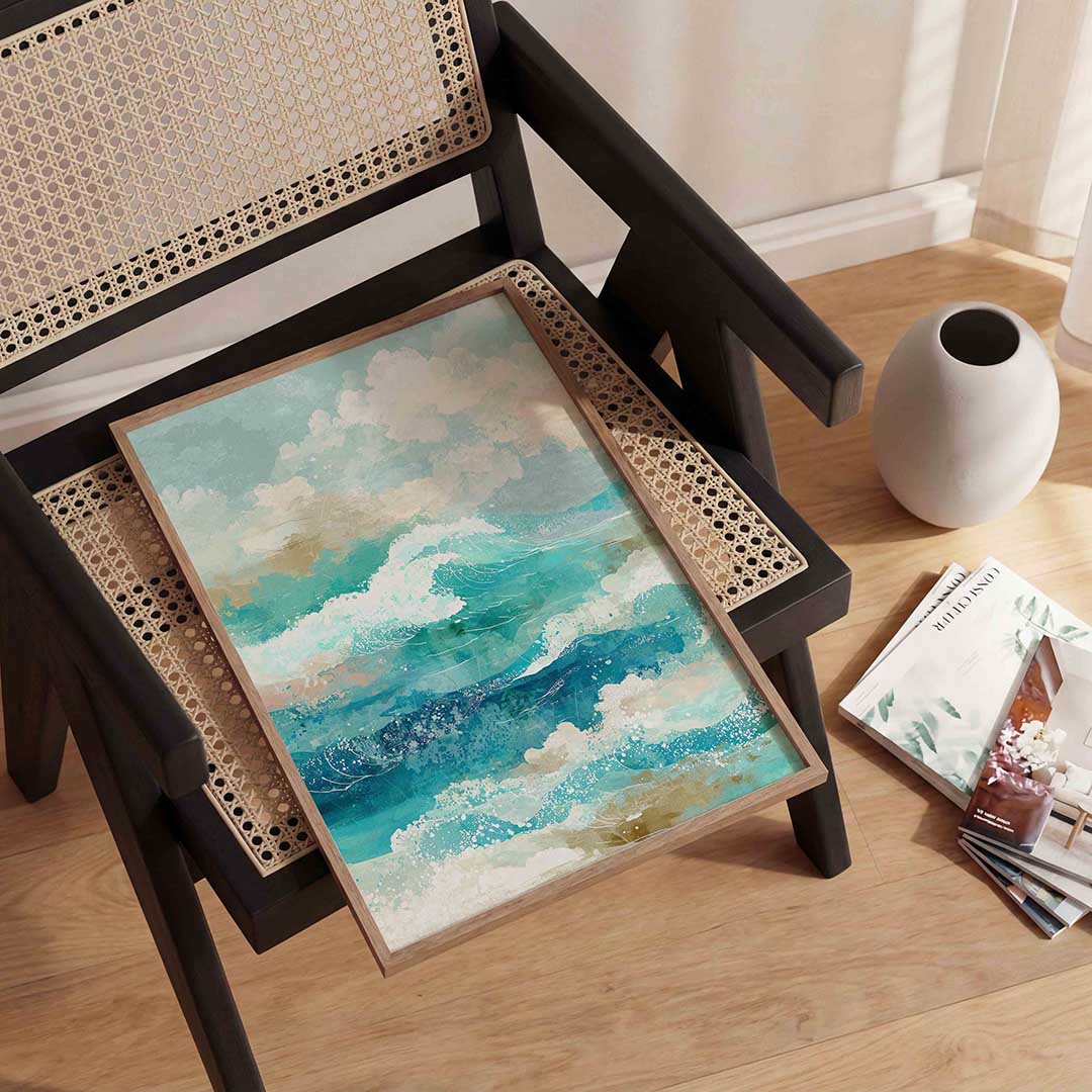 Golven en wolken – abstracte wandkunst als portret poster