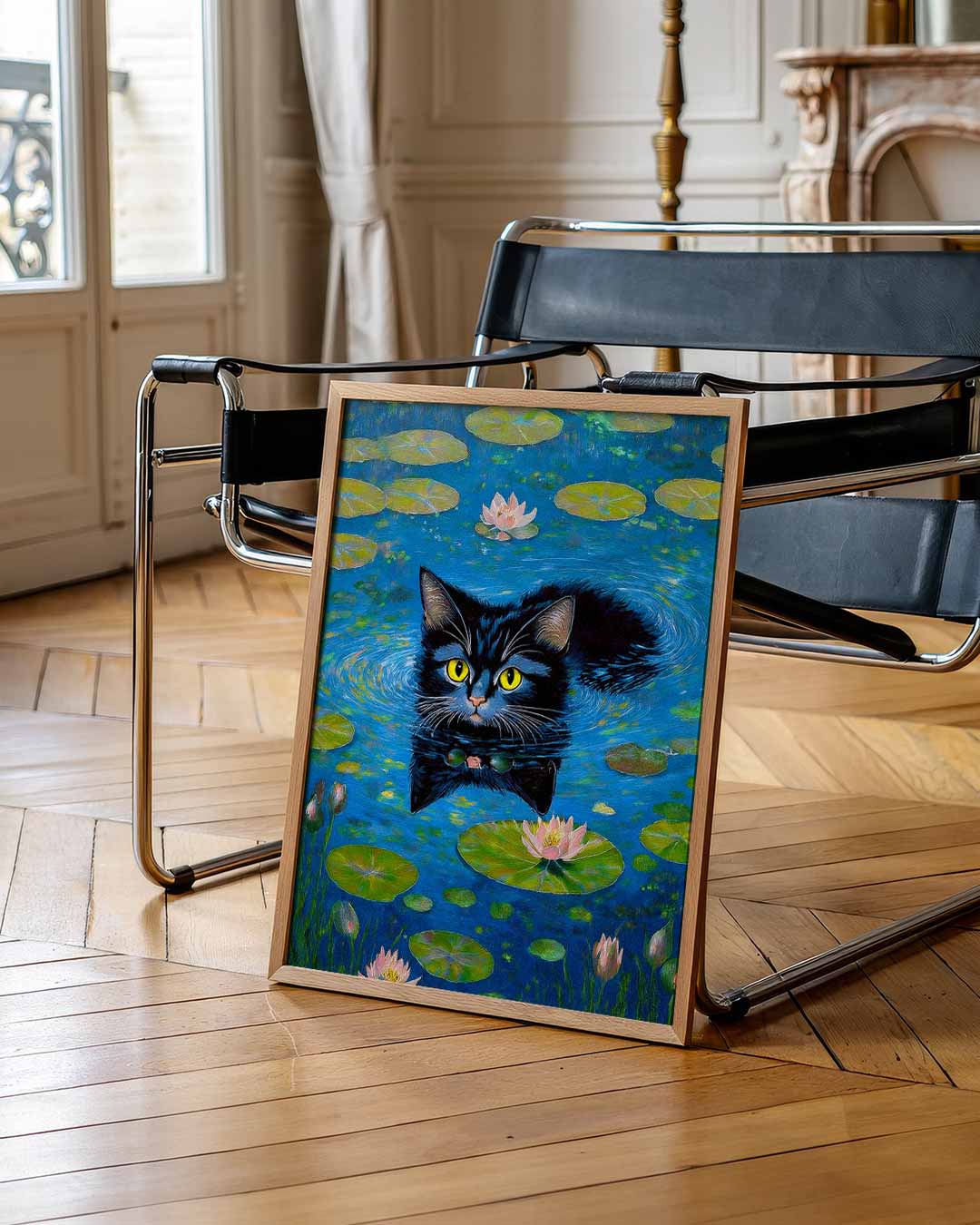 Zwemavontuur van de Kat – urban poster in staand formaat